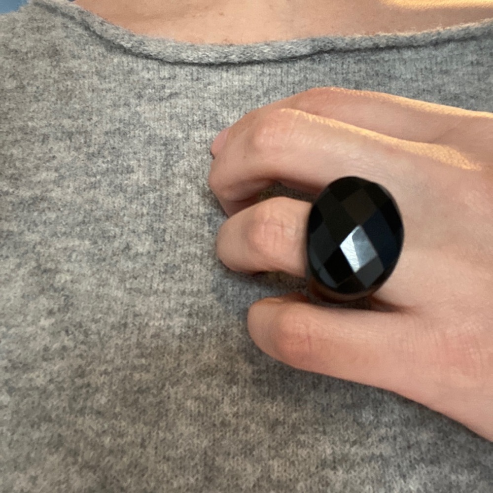 Black onyx statement ring - size 6